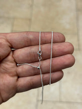 925 Sterling Silver Solid Round Box Adjustable Chain Necklace 24" 1.3mm, 925 Sterling Silver, Gift, Men Women